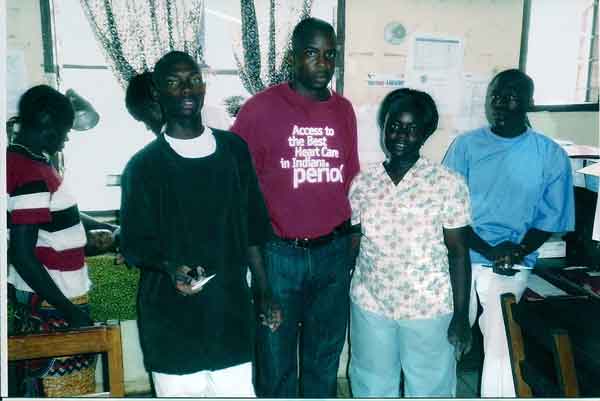 Mr Sua and some of the staff at Ganta Hospital in Liberia