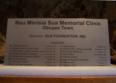 Gubyee Memorial Clinic Placque